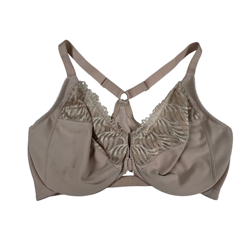 GLAMORISE 2792 Front Close Lace Womens 38F Nude Full Figure Support Bra